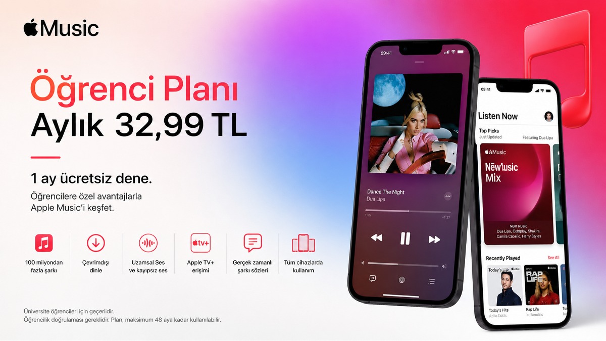 Apple Music Öğrenci Planı – Apple TV+ Dahil