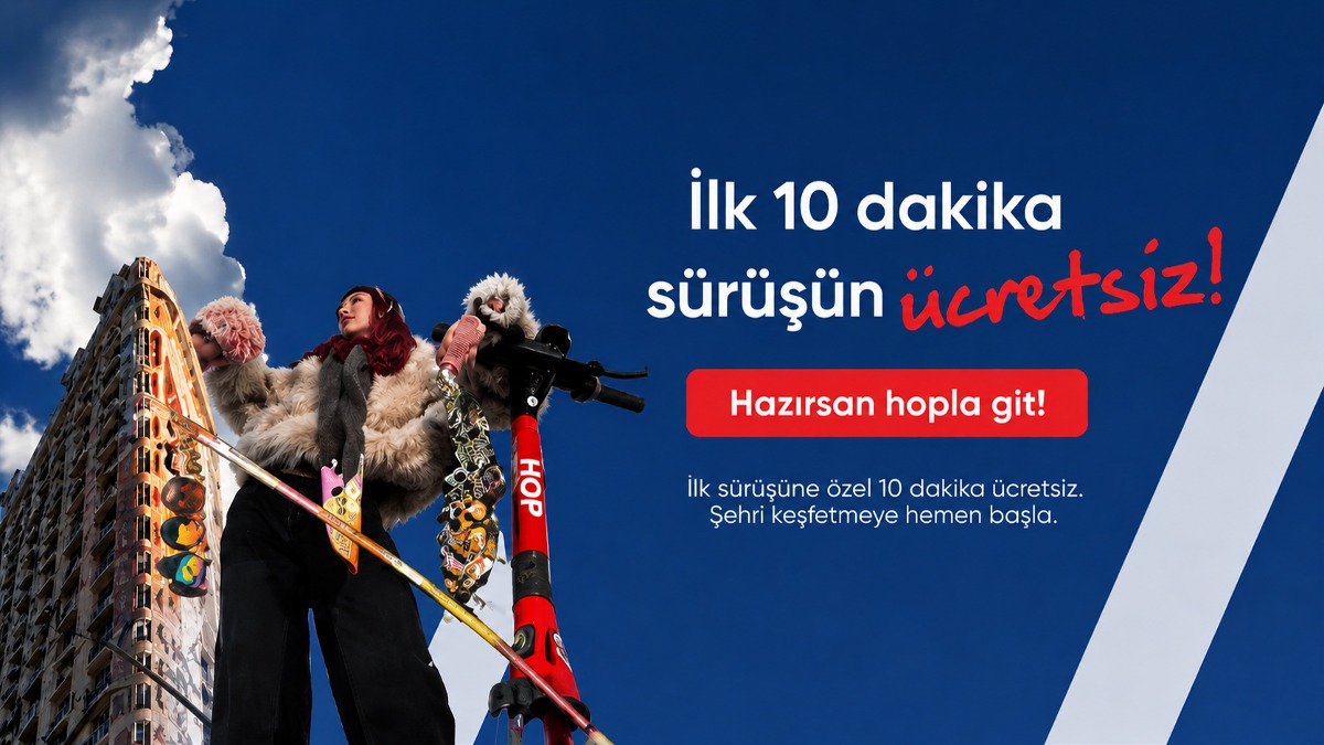 hop Scooter — İlk Sürüşte 10 Dakika Ücretsiz